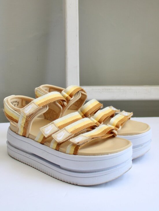 Nike Shoes - Nike Icon Classic Platform Strappy Sandals Yellow Orange White Women's Size 8